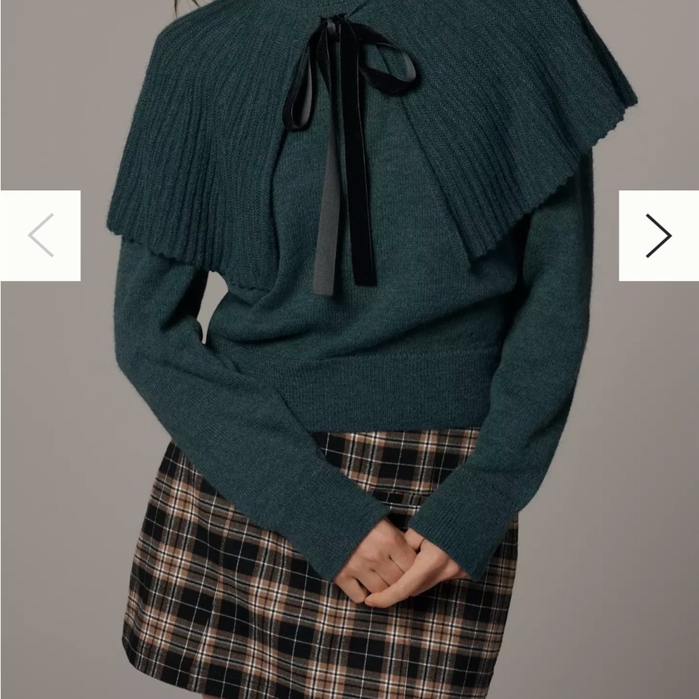 Elegant Teal Sweater with Cape Detail